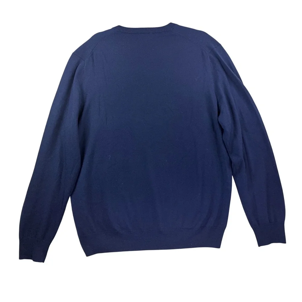 Brooks Brothers V-Neck Sweater Mens XL Navy Excellent Extra Fine Merino Wool